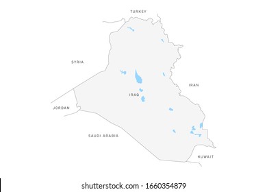 Iraq map isolated on white background. Republic of Iraq vector thin line border map.
