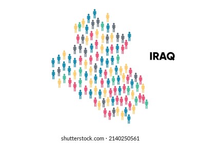 Iraq Map made by a group of people, Population. Globalization. People from different countries