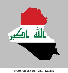 Iraq map with national flag. Vector Illustration	