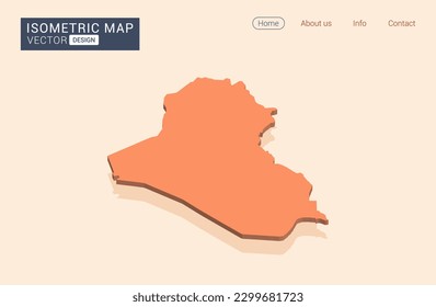 Irak Karte Orange mit isometrischer Vektorgrafik.