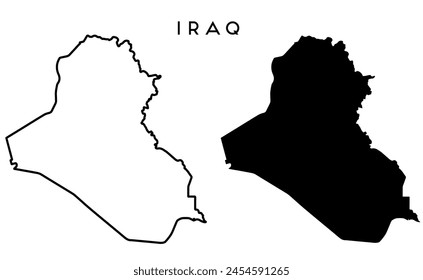 Iraq map outlined and black vector set