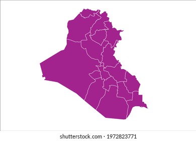 Iraq Map pink Color on White Backgound