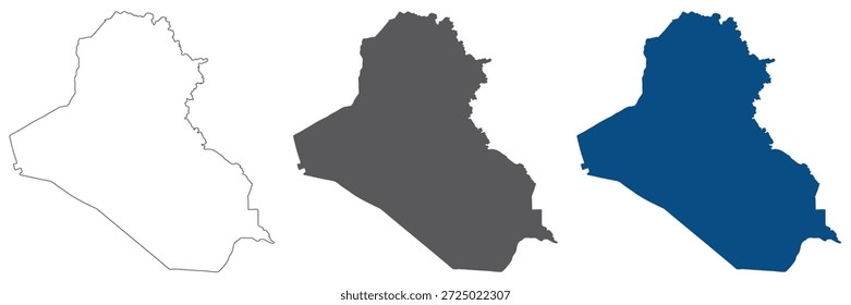 Mapa do Iraque: conjunto de planícies. Mapa do Iraque em branco.