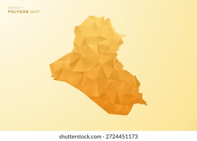 Mapa do Iraque - Ilustração vetorial estilo polígono em amarelo e laranja baixo design geométrico poli, silhueta mínima moderna, isolado para infográfico.