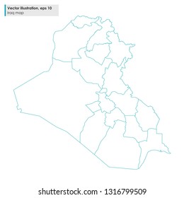 iraq map with regions vector line illustration on white background