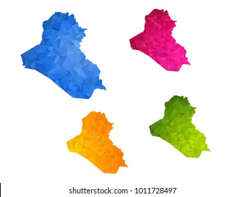 Iraq map - Set of geometric rumpled triangular low poly style gradient graphic background , polygonal design for your ,Vector eps 10.