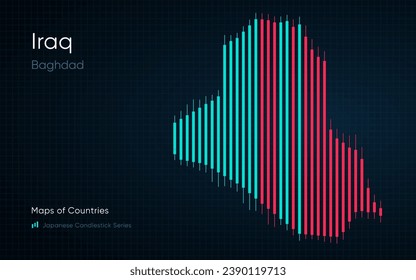 Die Irak-Karte wird in einer Tabelle mit Balken und Linien angezeigt. Japanische Kartenserie