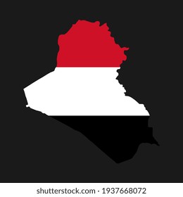 Iraq map silhouette with flag on black background