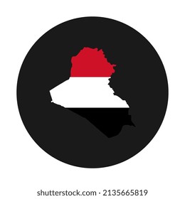Iraq map silhouette with flag on black background