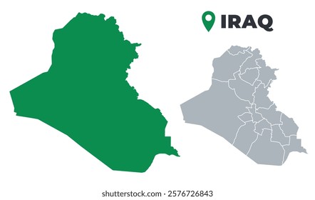 Iraq map simple flat outline vector set