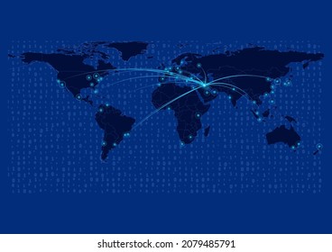 Iraq map for technology or innovation or export concepts. Connections of the country to major cities around the world. File is suitable for digital editing and prints of all sizes.