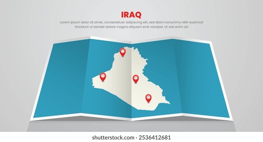 iraq map travel with pin tag location design Illustration