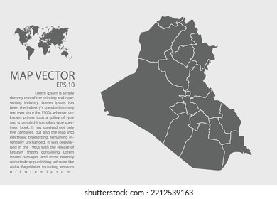 Mapa del Iraq vector, ilustración del vector de diseño abstracto Eps 10. Alto detalle sobre fondo blanco.