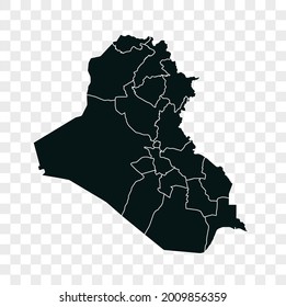 Iraq map vector. dark color. isolated on transparent background.