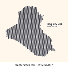 Iraq Map Vector Hexagonal Halftone Pattern Isolate On Light Background. Hex Texture in the Form of a Map of Iraq. Modern Technological Contour Map of Iraq for Design or Business Projects