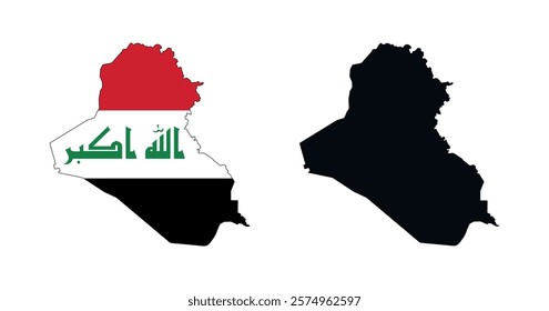 Iraq Map vector icon. Map of Iraq in Flag colors.