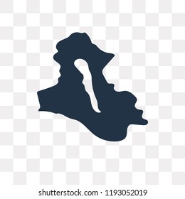 Iraq map vector icon isolated on transparent background, Iraq map transparency concept can be used web and mobile