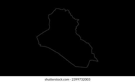 Iraq map vector illustration. Drawing with a white line on a black background.