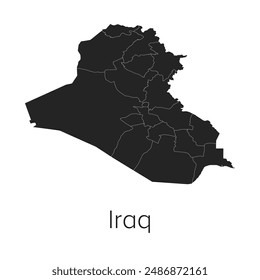 Iraq Map Vector Illustration - Silhouette, Outline, Iraq Travel and Tourism Map