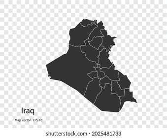 Iraq map vector, isolated on transparent background