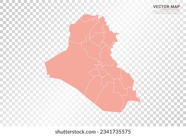 Irak-Karte, Vektororangefarben auf transparentem Hintergrund.