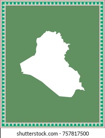 Iraq map vector outline illustration in green background with creative frame design