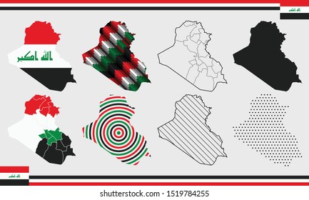 Iraq Map Vector Set Country