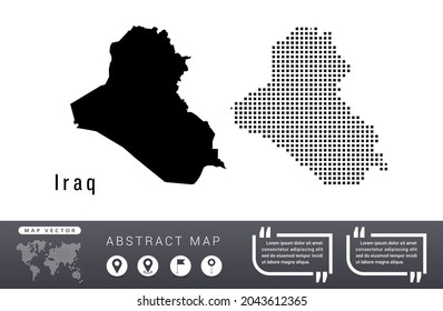Iraq map vector set halftone dots black.