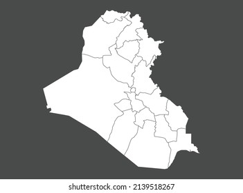 Iraq map vector, white color, Isolated on gray background