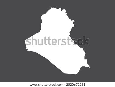 Iraq map vector, white color, No isolated on dark background