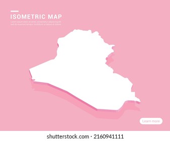Iraq map white on pink background with 3d isometric vector illustration