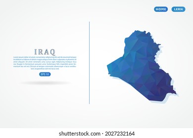 Mapa de Irak - Mapa mundial Mapa internacional de la plantilla vectorial con gradiente de color azul poligonal aislado en fondo blanco para la educación, sitio web, banner - Ilustración vectorial eps 10