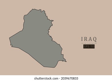 Iraq Map - World Map International vector template with old classic style and gray color on map isolated on brown background - Vector illustration eps 10 