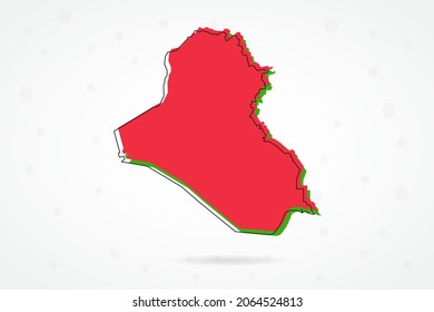 Mapa de Iraq - Mapa Mundial Plantilla vectorial internacional con esbozo rojo, verde y negro aislado en fondo blanco - Ilustración vectorial 10