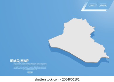 Iraq Map - World map International vector template with isometric style including shadow, white color on blue background for design, website, infographic - Vector illustration eps 10