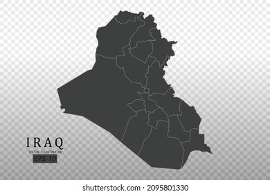 Mapa de Iraq - Mapa Mundial Plantilla vectorial internacional con Alto detalle incluyendo color de contorno negro y gris aislado en fondo transparente - Ilustraciones vectoriales 10