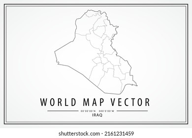 Iraq Map - World Map International vector template with High detailed thin black line and outline graphic sketch style isolated on white background - Vector illustration eps 10