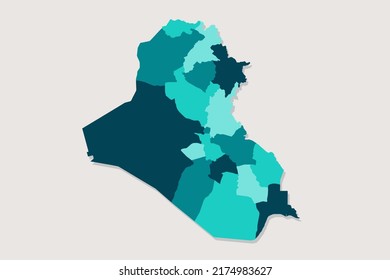 Iraq Map - World Map International vector template with High detailed including blue and green outline color isolated on white background - Vector illustration eps 10