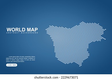 Iraq Map - World map International vector template with isometric top and white pixel, grid, grunge, halftone style isolated on blue background for design, web - Vector illustration eps 10
