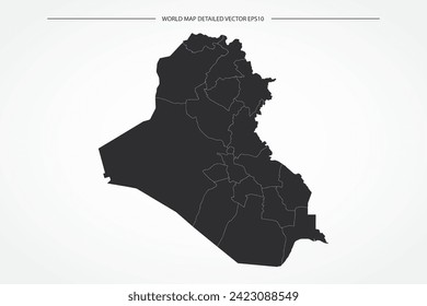 Iraq Map - World Map International vector template with High detailed with black and white outline color isolated on white background - Vector illustration eps 10