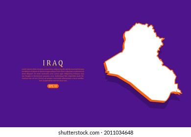 Iraq map - World map vector template with isometric style including shadow, white and orange color on purple background - Vector illustration eps 10