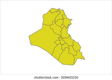 Iraq map yellow Color on Backgound