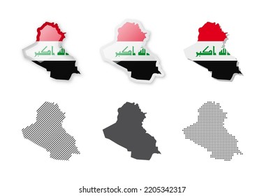 Iraq - Colección de mapas. Seis mapas de diferentes diseños. Conjunto de ilustraciones vectoriales