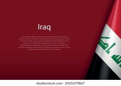 Iraq national flag isolated on dark background with copyspace