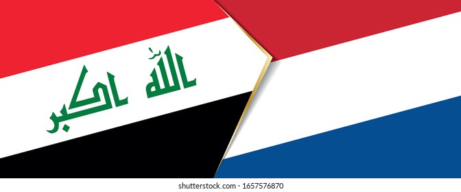 Iraq and Netherlands flags, two vector flags symbol of relationship or confrontation.