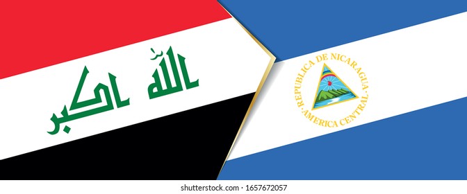 Iraq and Nicaragua flags, two vector flags symbol of relationship or confrontation.