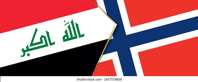 Iraq and Norway flags, two vector flags symbol of relationship or confrontation.