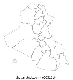 Iraq outline silhouette map illustration with governorates