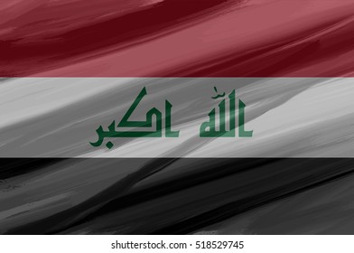 Iraq painted / drawn vector flag. Dramatic, unusual look. Vector file contains flag and texture layers