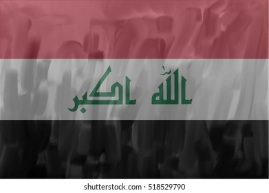 Iraq painted / drawn vector flag. Dramatic, unusual look. Vector file contains flag and texture layers